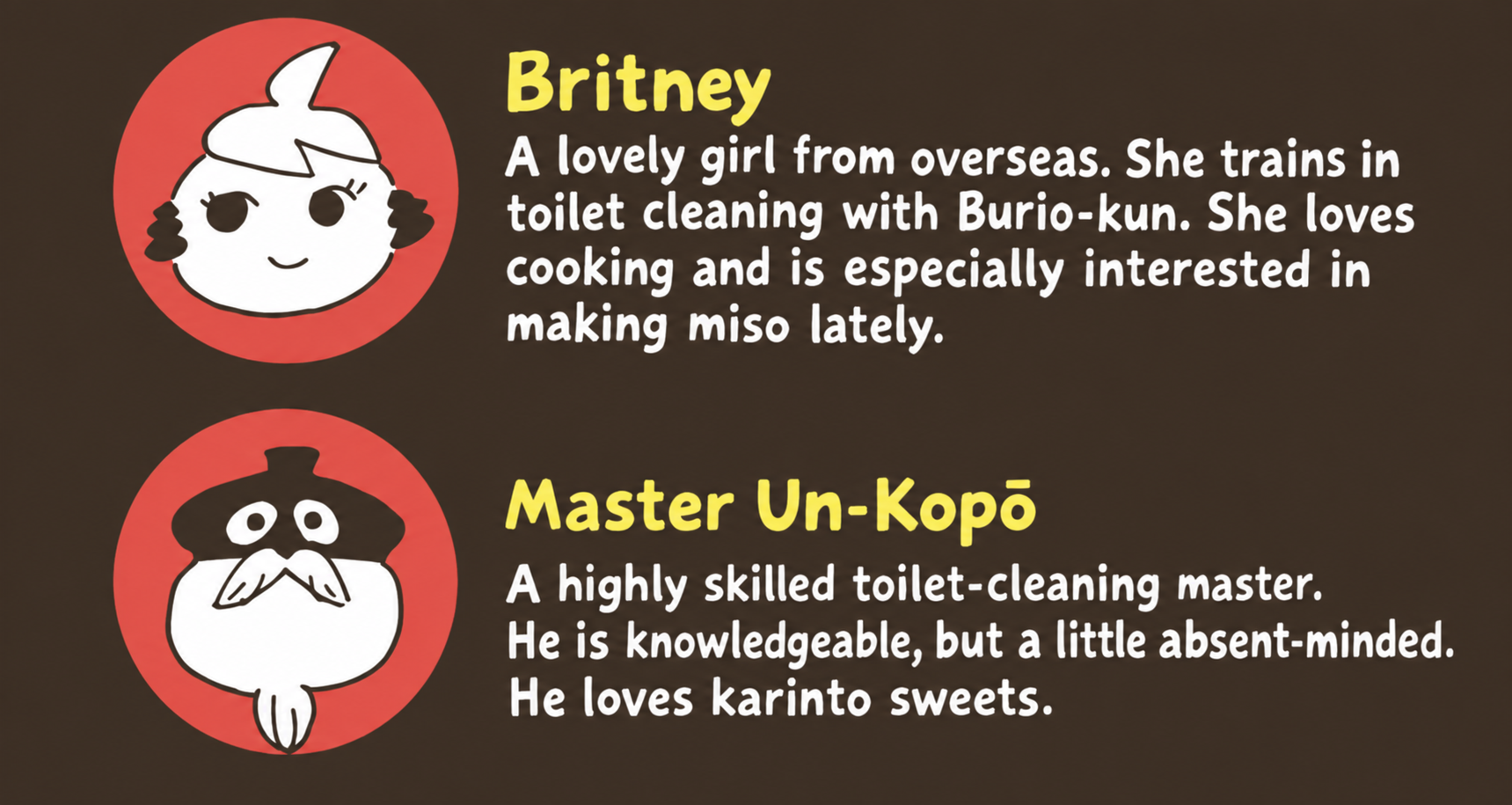 Meet the characters — English illustration